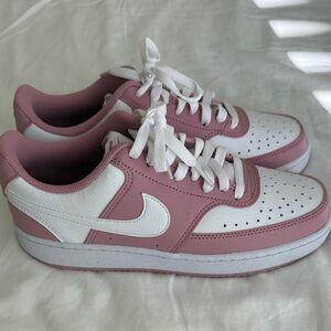 Women's Pink and White NIKE COURT VISION LOW sneakers